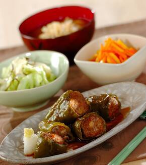 和風ピーマンの肉詰めの献立