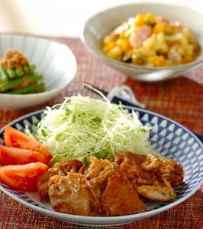 味噌でひと味違うコク！豚肉のみそショウガ焼きの献立