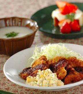 ヒレカツタルタルソースのせの献立