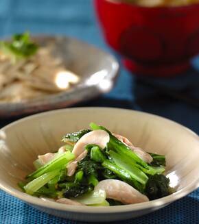 鶏と小松菜の炒め物の献立