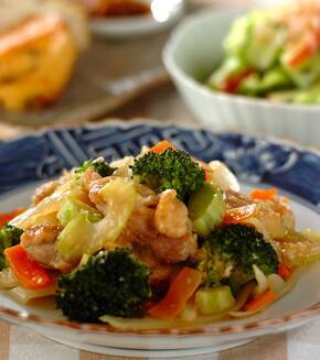 鶏肉と野菜の塩麹炒めの献立
