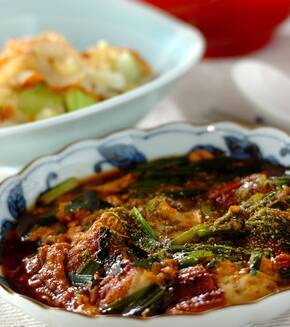 ウナギとニラの卵とじの献立