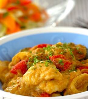 鶏むね肉のカレークリーム煮の献立