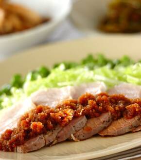 ゆで豚のおろしコチュジャンダレの献立