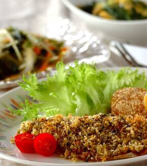 サバのバジルパン粉焼きの献立