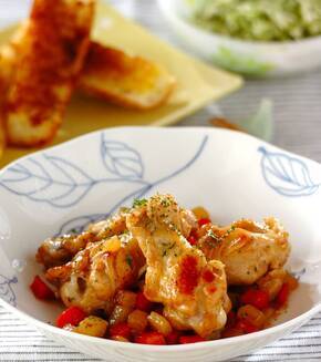 手羽元のリンゴジュース煮の献立