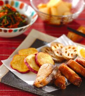 カツオの竜田揚げの献立