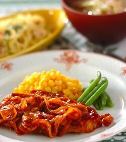 豚ロース厚切りでがっつり！ポークチャップ