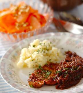 時短ポークチャップ マッシュポテトを添えて by横田 真未さんの献立