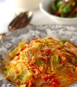 豚肉とキャベツのトマトスパゲティー