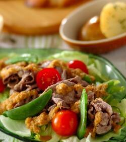 牛しゃぶのおかずサラダ玉ネギドレッシング