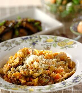 アサリとベーコンのリゾットの献立