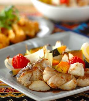 白身魚とトマトのオーブン焼きの献立