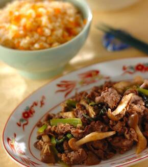 ご飯がすすむ！牛肉と小松菜のオイスター炒めの献立