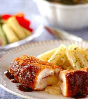 鶏むね肉のハムチーズサンドカツの献立