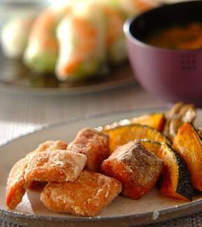 鮭の竜田揚げの献立