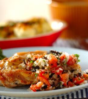 チキンソテートマトソースの献立