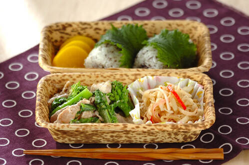 豚肉と菜の花のゴマダレ和え弁当 ほか3品 12 03 15のお弁当 E レシピ 料理のプロが作る簡単レシピ 豚肉と菜の花のゴマダレ和え弁当 ほか3品 12 03 15のお弁当 E レシピ 料理のプロが作る簡単レシピ