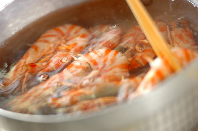 有頭エビの甘煮の作り方の手順4