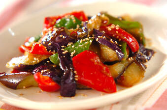 ナスとピーマンのみそ炒め