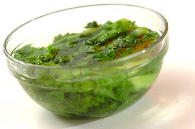 菜の花のふんわり卵白ほたてあんかけの作り方の手順1