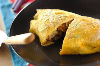 納豆と野沢菜の和風オムライス