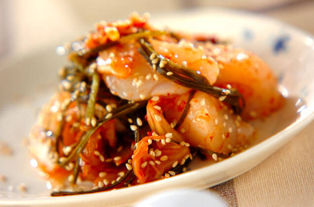 ホタテのキムチ昆布和え