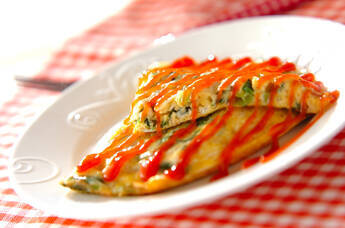 小松菜のオープンオムレツ