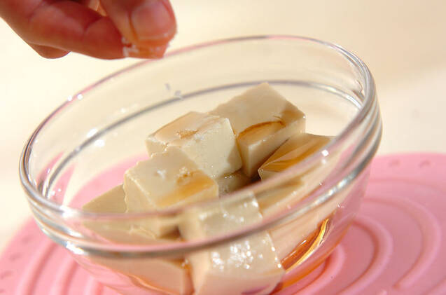 水菜と白菜の豆腐サラダの作り方の手順1