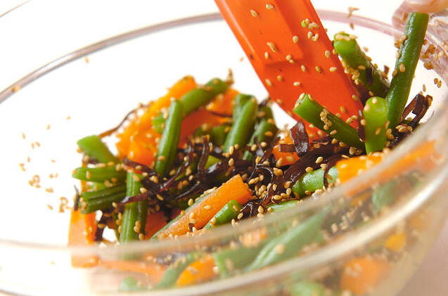 サヤインゲンの昆布和えの作り方の手順4