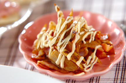 ゴボウとベーコンのカレー炒め