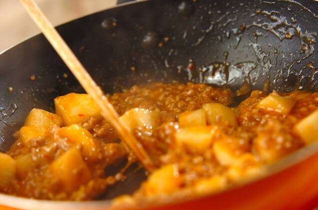 長芋麻婆丼の作り方の手順4