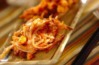 納豆とコーンの落とし揚げ