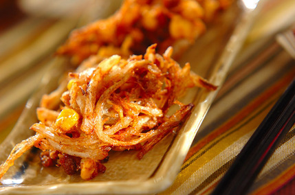 納豆とコーンの落とし揚げ