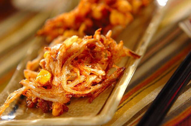 納豆とコーンの落とし揚げ