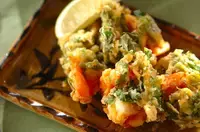 エビと春菊のかき揚げ