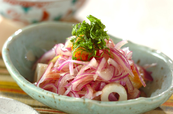 4 ちくわと紫玉ネギの酢の物