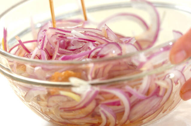 ちくわと紫玉ネギの酢の物の作り方の手順5