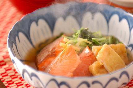 塩鮭と水菜の煮物