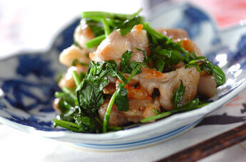 鶏肉とクレソン炒め