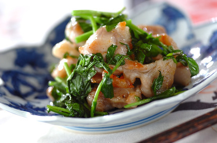 鶏肉とクレソン炒め