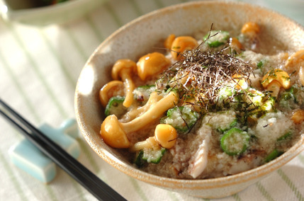 アジの干物トロロ麦ご飯