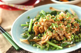 薄切り豚肉のマヨ炒め