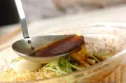 レンジ蒸し鶏冷麺の作り方2