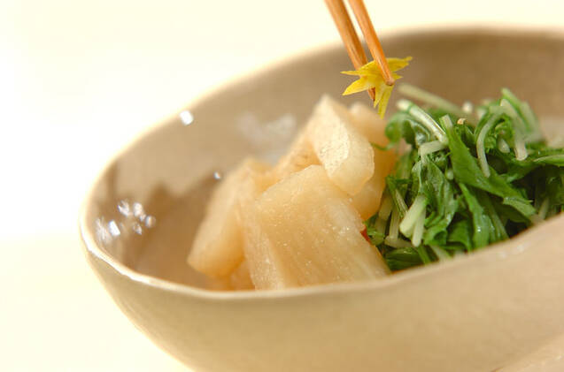 長芋と水菜のサッと煮の作り方の手順5