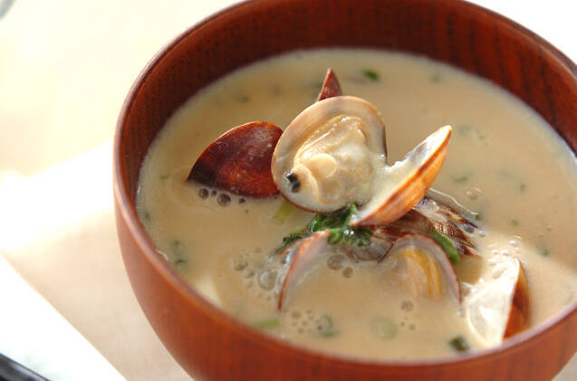 アサリ入り豆乳汁