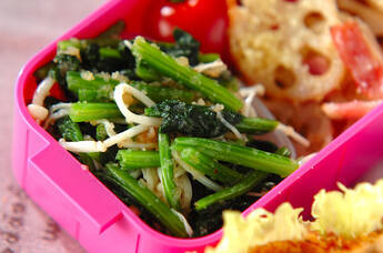 ホウレン草とエノキの明太子和え