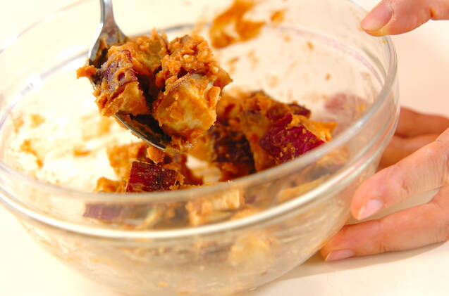 干し芋のピーナッツトーストの作り方の手順2