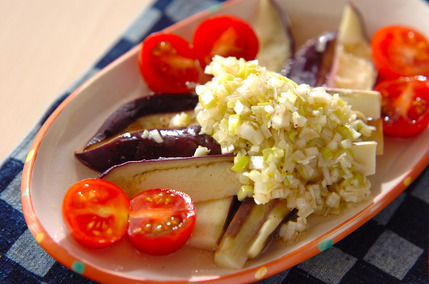 ナスとトマトのレモンダレがけ