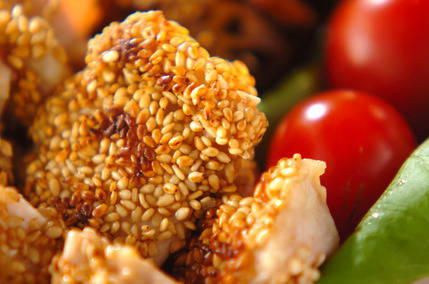 鶏もも肉のカリッとゴマ焼き